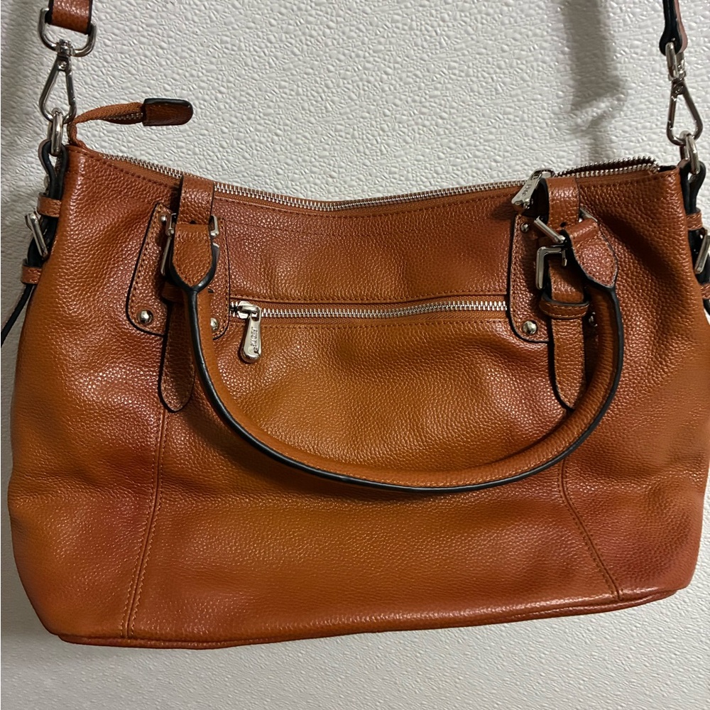 S-zone Elegant Tan Leather Shoulder Bag